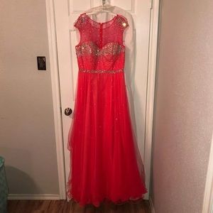 Pink Rhinestone Prom Dress